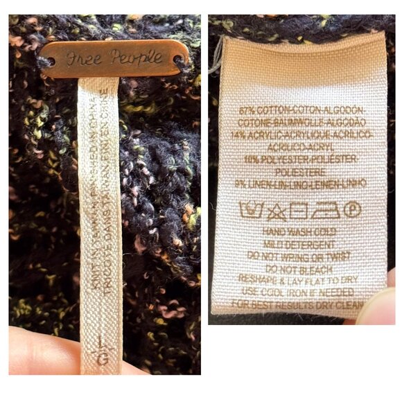 Free People ‘Sunday Smile’ Slouchy Open Knit Dolman Sleeve Sweater Women’s Large - Picture 8 of 8